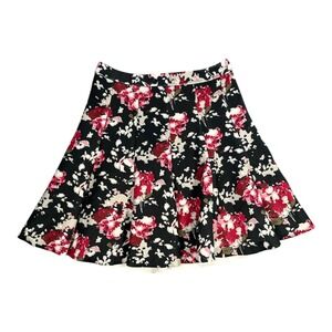 Abercrombie Fitch Black Floral Pleated A Line Skirt Women's XS